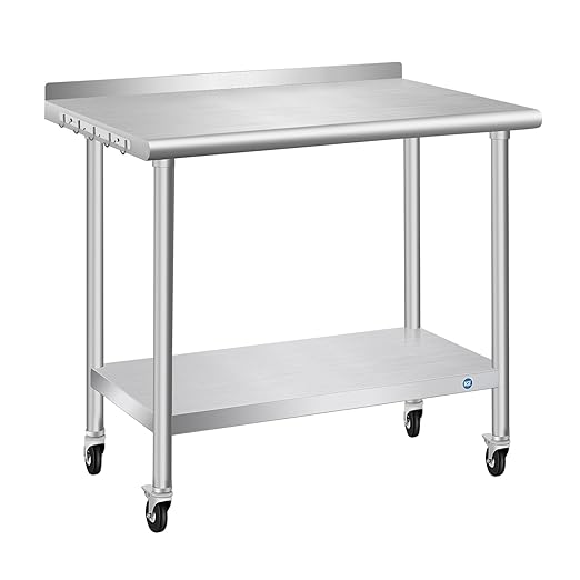 Stainless Steel Table with Wheels, 24 x 36 Inch, Commercial Prep Table, NSF Stainless Steel Metal Table for Home, Kitchen, Restaurant, Outdoor | – Festa Pizza Co.