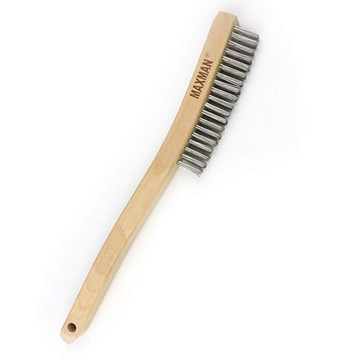 MAXMAN Wire Brush, Heavy Duty Stainless Steel Wire Brushes for Cleaning Rust, Grill Brush, Steel Brush for Paint Removal, Welding, Stiff Bristle Metal Brush with 14" Long Beech Handle, Large – Festa Pizza Co.