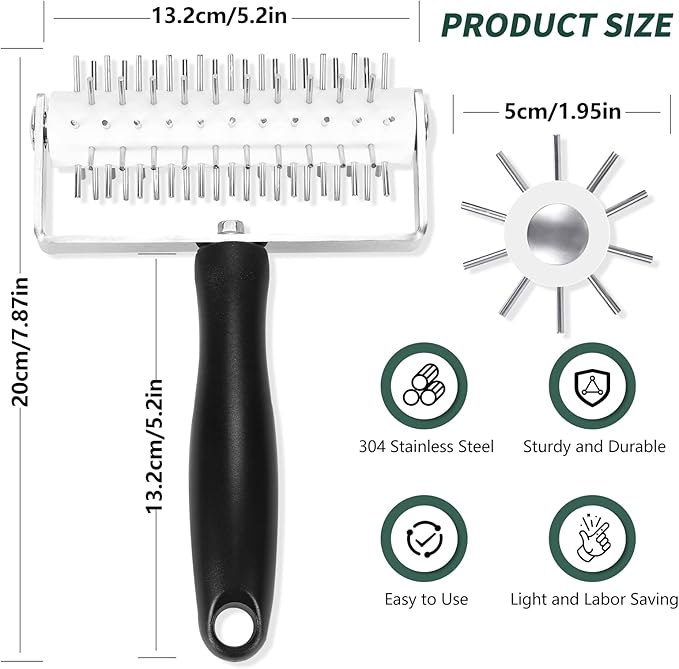Pizza Dough Docker, Premium Dough Roller with Stainless Steel Spikes, Sturdy Pizza Docking Tool that Prevents Dough from Blistering, Time-Saver for Making Pizza Cookie Pie Pastry – Festa Pizza Co.