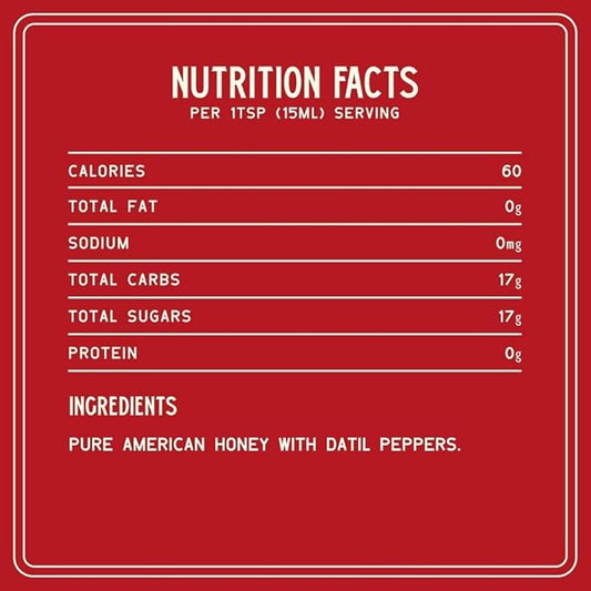 Hot Honey by Zab's (1 Pack, 12 Fl. Oz) | Signature Slow Burn from Rare Datil Peppers with Floral Wildflower Honey | Vegetarian