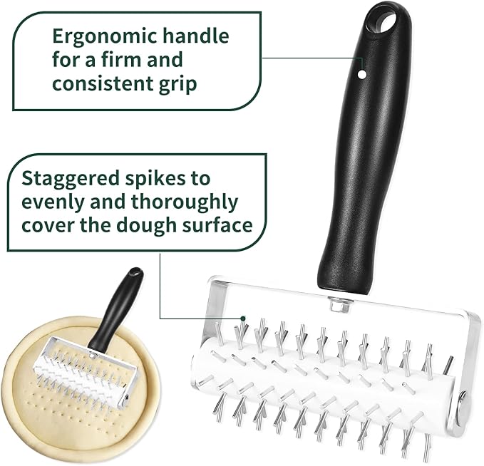 Pizza Dough Docker, Premium Dough Roller with Stainless Steel Spikes, Sturdy Pizza Docking Tool that Prevents Dough from Blistering, Time-Saver for Making Pizza Cookie Pie Pastry – Festa Pizza Co.