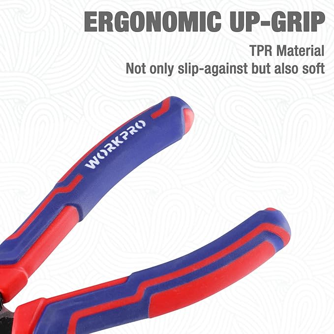 WORKPRO Premium 8” Needle Nose Pliers, Paper Clamp Precision, Heavy-Duty CRV Steel, Large Soft Grip with Wire Cutter, Long Nose Cutting Pliers, W031269 – Festa Pizza Co.