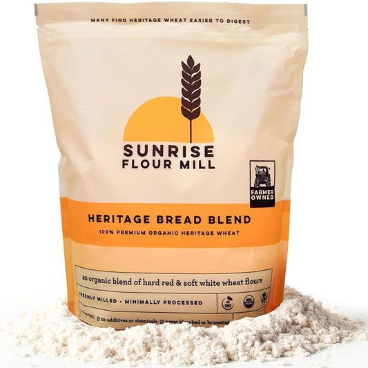 Sunrise Flour Mill Heritage Organic Bread Flour Blend - 5 lbs | Organic Unbleached Bread Flour Easy to Digest with Less Bloating | High Protein, Superior Baking | Smooth, Nutty Flavor – Festa Pizza Co.
