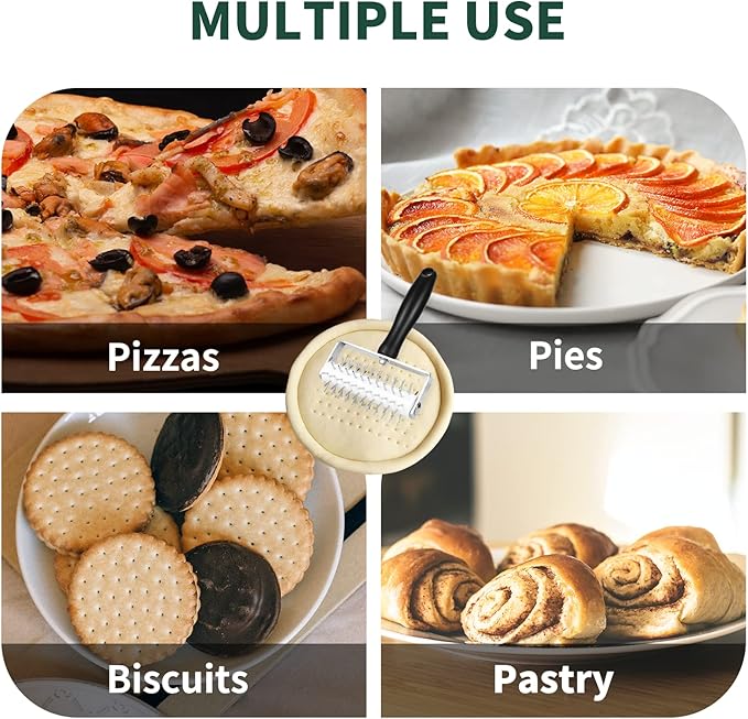 Pizza Dough Docker, Premium Dough Roller with Stainless Steel Spikes, Sturdy Pizza Docking Tool that Prevents Dough from Blistering, Time-Saver for Making Pizza Cookie Pie Pastry – Festa Pizza Co.