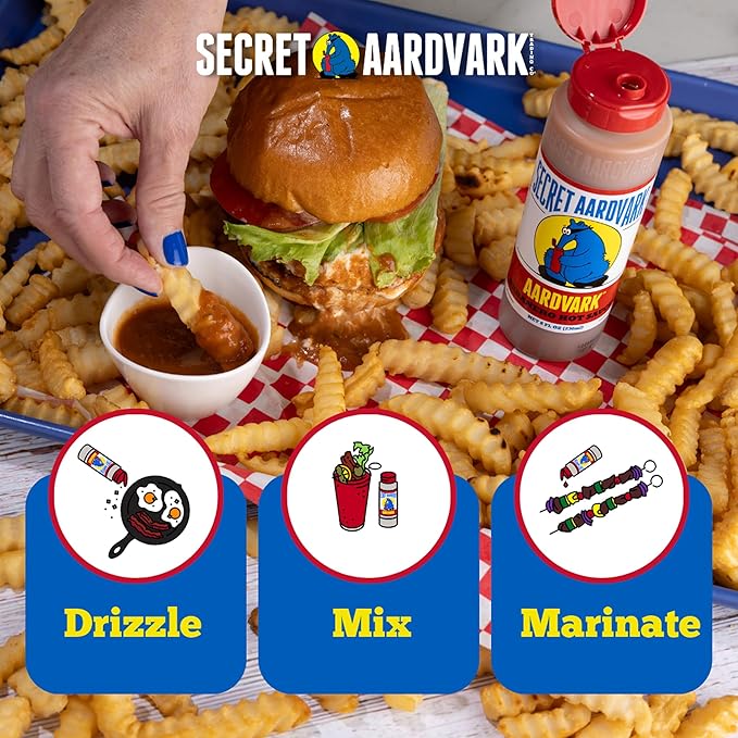 Secret Aardvark Habanero Hot Sauce - Habanero Peppers & Roasted Tomatoes, Medium Spiced Hot Sauce, BBQ Sauce, Non-GMO, Low Sugar, Low Carb, Hot Sauce & Marinade - 8 fl oz 1 Pack