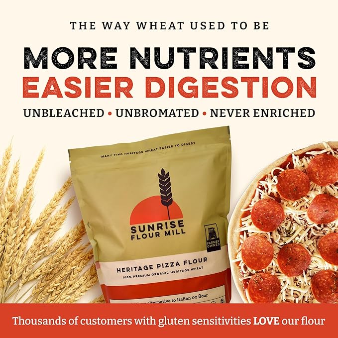 Sunrise Flour Mill USDA Organic Heritage Pizza Flour - 5 lbs | Milled from Hard Red Wheat | Easier to Digest with Less Bloating | No Bleaching or Bromating | Zero Additives – Festa Pizza Co.