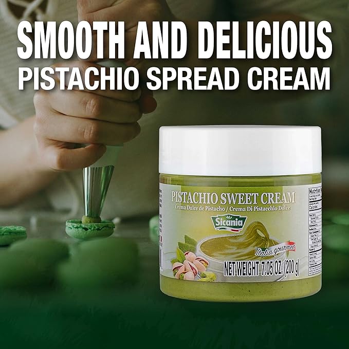 SICANIA - Premium Pistachio Cream, 7.05 oz (200g) - Authentic Italian, Gluten-Free, Non-GMO - Gourmet Spread for Desserts, Pastries, Dubai Pistachio Chocolate Bar & More