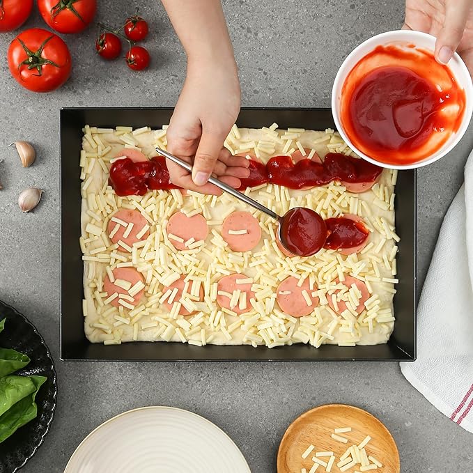 Blue Steel Detroit Pizza Pan 14x10 (Non-Stick&BPA Free) Heat-Resistant Up to 800°F, Pre-Seasoned Carbon Steel Detroit Pizza Pan, Deep Dish Pizza Authentic Steel Pan Five Years Free Replacement