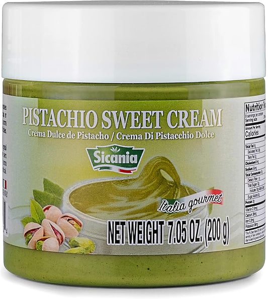SICANIA - Premium Pistachio Cream, 7.05 oz (200g) - Authentic Italian, Gluten-Free, Non-GMO - Gourmet Spread for Desserts, Pastries, Dubai Pistachio Chocolate Bar & More