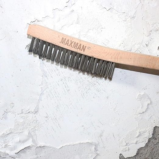 MAXMAN Wire Brush, Heavy Duty Stainless Steel Wire Brushes for Cleaning Rust, Grill Brush, Steel Brush for Paint Removal, Welding, Stiff Bristle Metal Brush with 14" Long Beech Handle, Large – Festa Pizza Co.