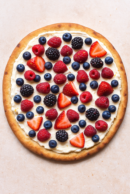 Sweetened Mascarpone, Berries & Honey Pizza