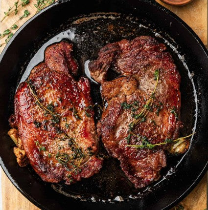 Steaks in a Cast Iron Skillet