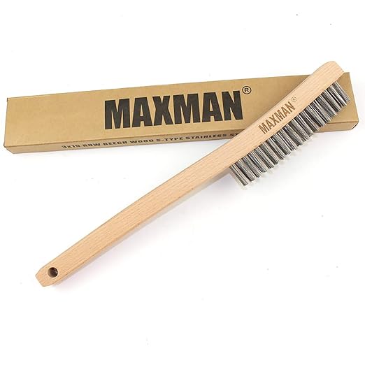 MAXMAN Wire Brush, Heavy Duty Stainless Steel Wire Brushes for Cleaning Rust, Grill Brush, Steel Brush for Paint Removal, Welding, Stiff Bristle Metal Brush with 14" Long Beech Handle, Large – Festa Pizza Co. – Festa Pizza Co.