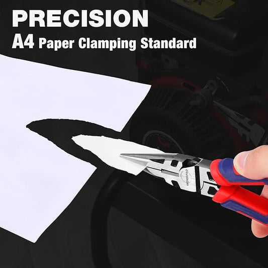 WORKPRO Premium 8” Needle Nose Pliers, Paper Clamp Precision, Heavy-Duty CRV Steel, Large Soft Grip with Wire Cutter, Long Nose Cutting Pliers, W031269 – Festa Pizza Co.