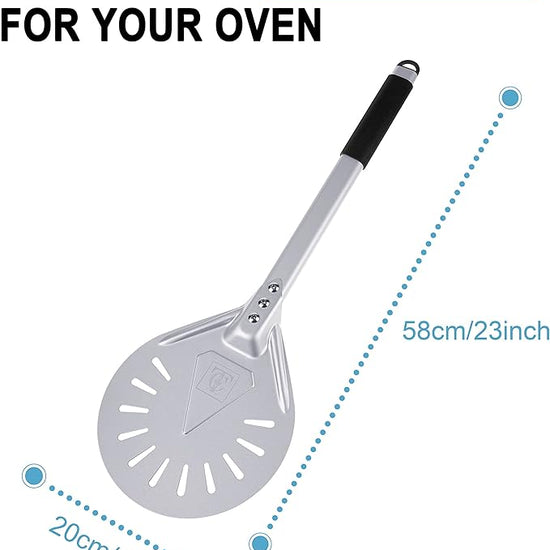 Pizza Turning Peel 8-Inch – Lightweight Aluminum Paddle with Rubber-Coated Aluminum Handle, Ergonomic Design, Ideal for Indoor & Outdoor Pizza Ovens
