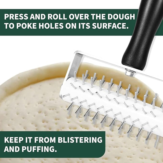 Pizza Dough Docker, Premium Dough Roller with Stainless Steel Spikes, Sturdy Pizza Docking Tool that Prevents Dough from Blistering, Time-Saver for Making Pizza Cookie Pie Pastry – Festa Pizza Co.