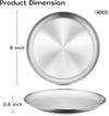 Onader 4-Piece Stainless Steel Plates, 8 Inch 304(18/8) Metal Round Dinner Plate, Kids Toddlers Dishes for Serving, Dishwasher Safe