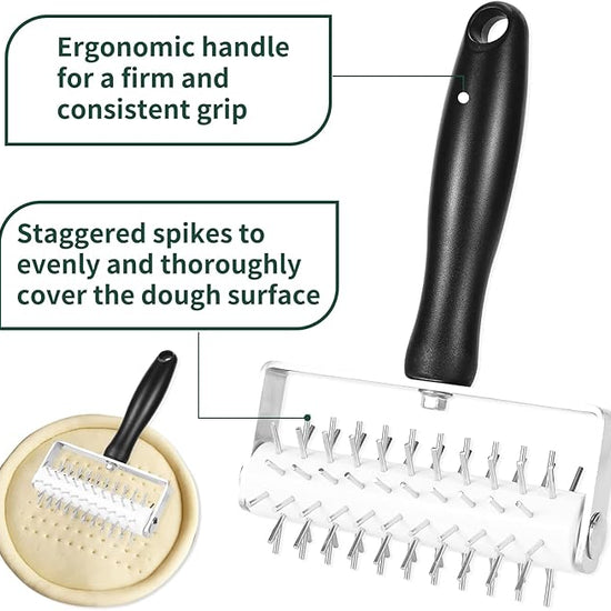 Pizza Dough Docker, Premium Dough Roller with Stainless Steel Spikes, Sturdy Pizza Docking Tool that Prevents Dough from Blistering, Time-Saver for Making Pizza Cookie Pie Pastry – Festa Pizza Co.
